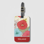 Pretty Japanese Elegant Floral Personalised Bagagelabel (Voorkant (verticaal))