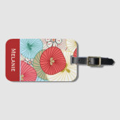Pretty Japanese Elegant Floral Personalised Bagagelabel (Voorkant (horizontaal))