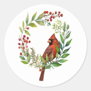 Pretty Klassieke Kardinaalrode Vogel Ronde Sticker