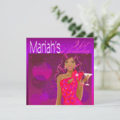 Pretty Lady Birthday Cocktail paars/fuchsia Kaart (Staand voorkant)