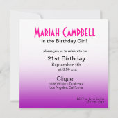 Pretty Lady Birthday Cocktail paars/fuchsia Kaart (Achterkant)