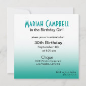 Pretty Lady Birthday Cocktail Party turquoise/aqua Kaart (Achterkant)