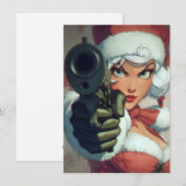 Pretty Lady has a Gun Christmas Cards Feestdagenkaart (Voorkant / Achterkant)