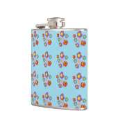 Pretty Ladybug and Flowers Light Blue Pattern Heupfles (Links)