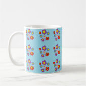 Pretty Ladybug and Flowers Light Blue Pattern Koffiemok (Links)
