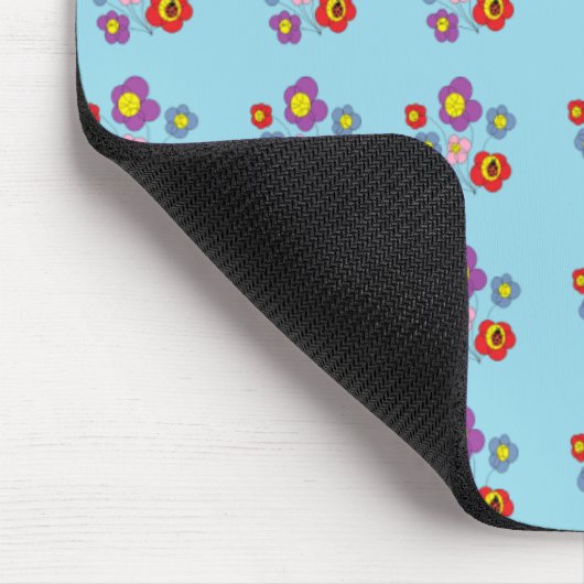 Pretty Ladybug and Flowers Light Blue Pattern Muismat (Hoek)