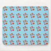 Pretty Ladybug and Flowers Light Blue Pattern Muismat (Voorkant)