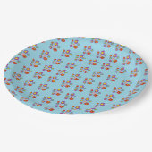 Pretty Ladybug and Flowers Light Blue Pattern Papieren Bordje (Gekanteld)