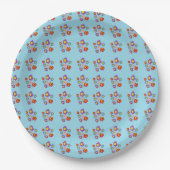Pretty Ladybug and Flowers Light Blue Pattern Papieren Bordje (Voorkant)