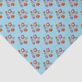 Pretty Ladybugs and Flower Pattern Blue Tissuepapier (Detail)