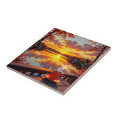 Pretty Lake Side View of a Sunrise and Warm Coffee Tegeltje (Zijkant)