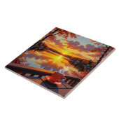 Pretty Lake Side View of a Sunrise and Warm Coffee Tegeltje (Zijkant)