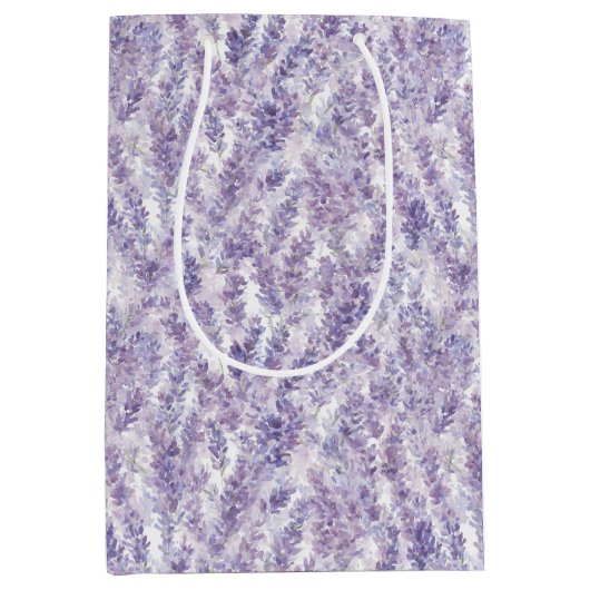Pretty Lavender Flowers Bridal Shower   Medium Cadeauzakje (Voorkant)