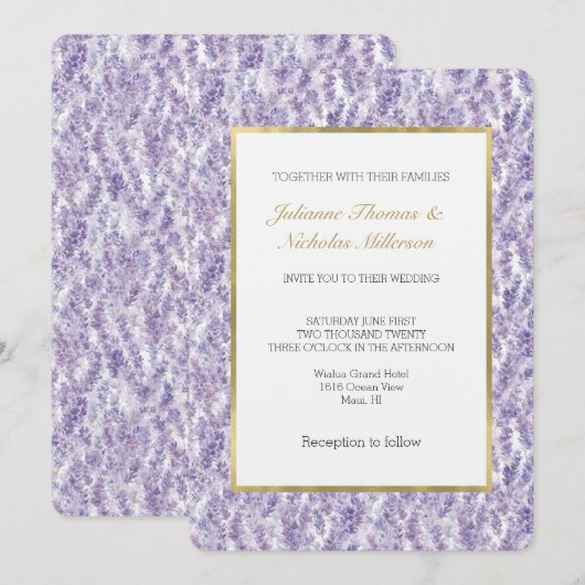 Pretty Lavender Flowers Wedding Kaart (Voorkant / Achterkant)