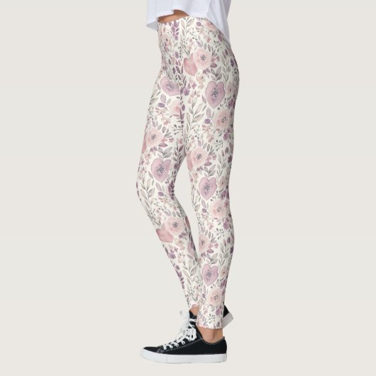 Pretty Lavender Purple Blush Pink Flowers Leggings (Links)