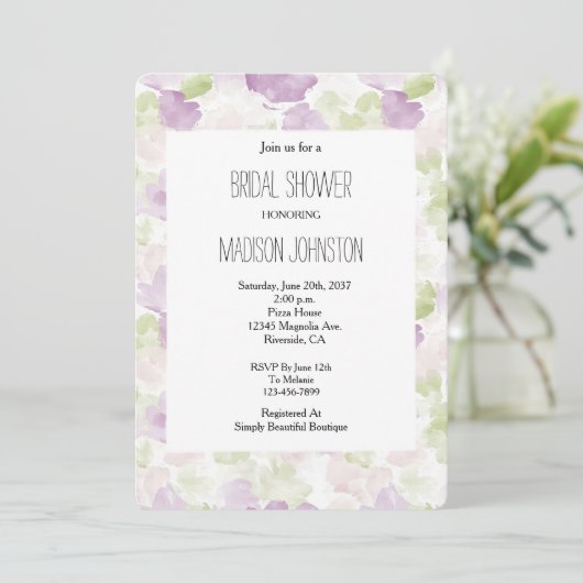 Pretty Lavender Purple Green Bridal Shower Kaart (Staand voorkant)