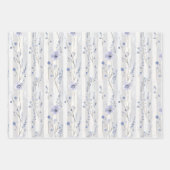 Pretty Lavender White Floral Stripes Birthday Inpakpapier Vel (Voorkant)