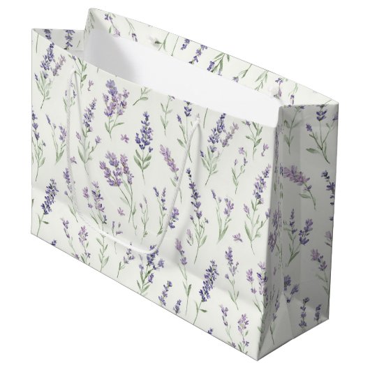 Pretty Lavender White Flowers Bridal Shower Groot Cadeauzakje (Voorkant Gekanteld)