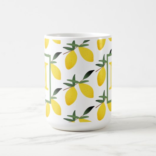 Pretty Lemon Pattern Monogram Name Mug Koffiemok (Center)
