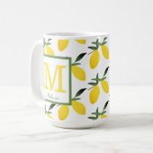 Pretty Lemon Pattern Monogram Name Mug Koffiemok (Voorkant links)