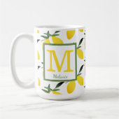 Pretty Lemon Pattern Monogram Name Mug Koffiemok (Links)