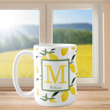 Pretty Lemon Pattern Monogram Name Mug