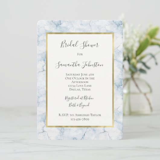 Pretty Light Blue Bridal Shower  Kaart (Staand voorkant)