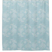 Pretty Light Blue White Floral Faux Lace   Douchegordijn (Voorkant)