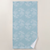 Pretty Light Blue White Floral Faux Lace   Strandlaken (Voorkant)