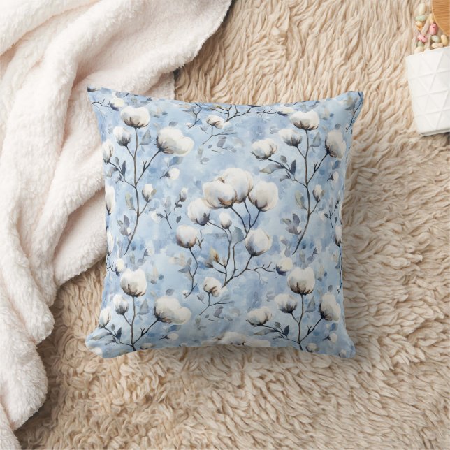 Pretty Light Blue White Floral Kussen (Deken)