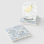 Pretty Light Blue White Floral Stenen Onderzetter (Zijkant)