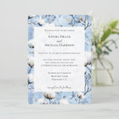 Pretty Light Blue White Floral Wedding Kaart (Staand voorkant)