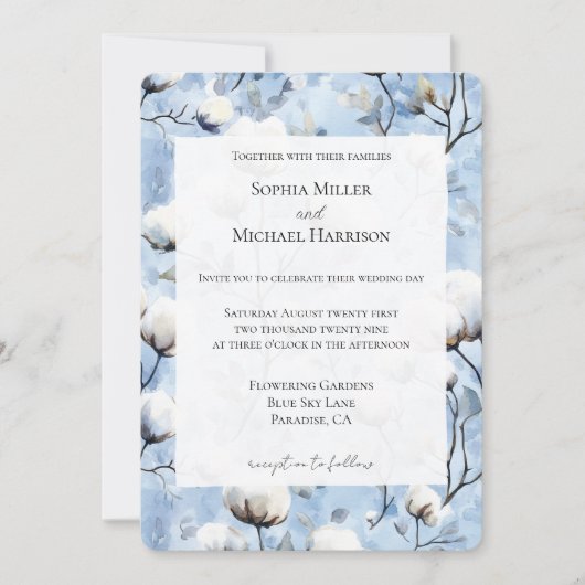 Pretty Light Blue White Floral Wedding Kaart (Voorkant)