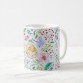Pretty Light Watercolor Flowers and Buds Pattern Koffiemok (Voorkant rechts)