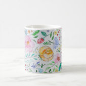 Pretty Light Watercolor Flowers and Buds Pattern Koffiemok (Center)