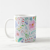 Pretty Light Watercolor Flowers and Buds Pattern Koffiemok (Links)