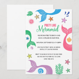 Pretty Like a Mermaid Beach Bachelorette Feest Kaart
