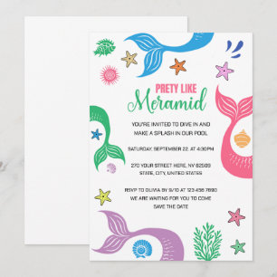Pretty Like a Mermaid Beach Bachelorette Feest Kaart