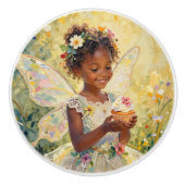 Pretty Lil Fairy with Cupcake | Fairytale Keramische Knop (Voorkant)