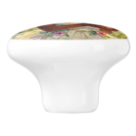 Pretty Lil Fairy with Cupcake | Fairytale Keramische Knop (Zijkant)