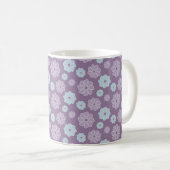 Pretty Lilac Purple and Blue Flower Pattern Koffiemok (Voorkant rechts)