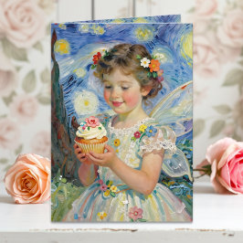 Pretty Little Fairy Girl & Butterfly Birthday Kaart