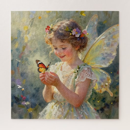 Pretty Little Fairy Girl holding a Butterfly Legpuzzel (Verticaal)