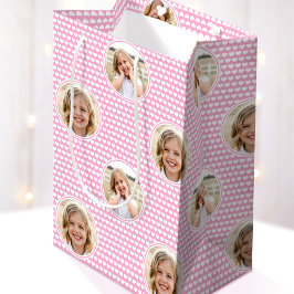Pretty Love Heart 2 Photo Cute Pink White Pattern Medium Cadeauzakje