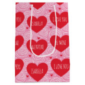 Pretty Love Heart Aangepaste Tekst Moderne Valenti Medium Cadeauzakje (Achterkant)