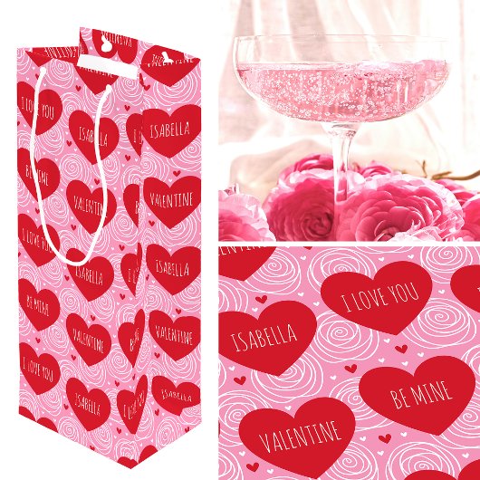 Pretty Love Heart Aangepaste Tekst Moderne Valenti Wijn Cadeautas