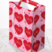 Pretty Love Heart Custom Text Modern Valentines Medium Cadeauzakje