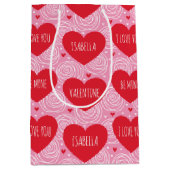 Pretty Love Heart Custom Text Modern Valentines Medium Cadeauzakje (Voorkant)