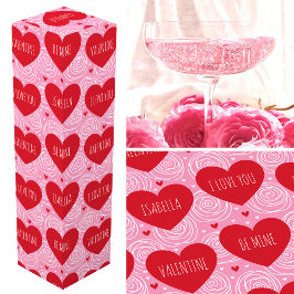 Pretty Love Heart Custom Text Modern Valentines Wijn