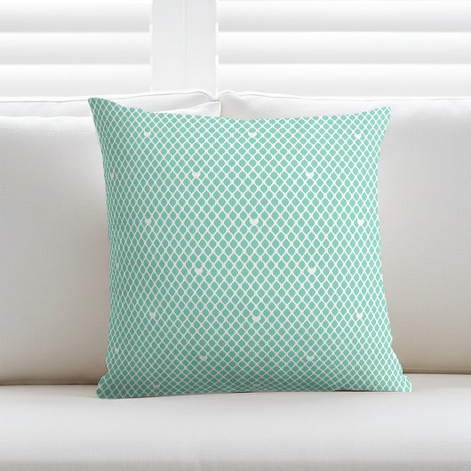 Pretty Love Heart Lattice Mesh Mint Modern Kussen